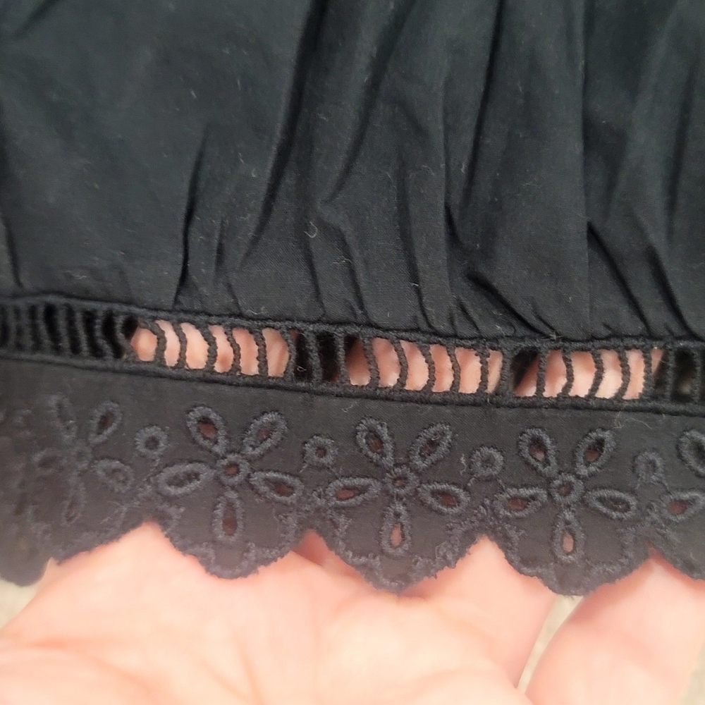​DÔEN XL Traveler Top Black Organic Cotton Ruffle Eyelet Blouse - Rare Size! - Picture 14 of 15
